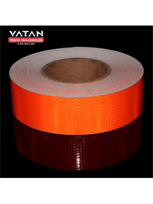 KIRMIZI PETEKLİ REFLEKTİF BANT 5 cm X 50 Metre